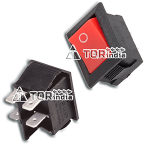 ROCKER SWITCH-RS-16-5,16A 250V 4LEG RED ELCOM SWITCH