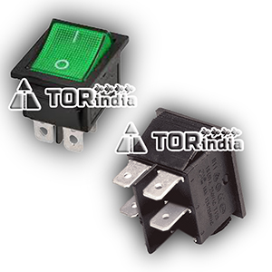 16A 250V ROCKER SWITCH,IRS-16-5,4LEG WITH GREEN INDICATOR SWITCH